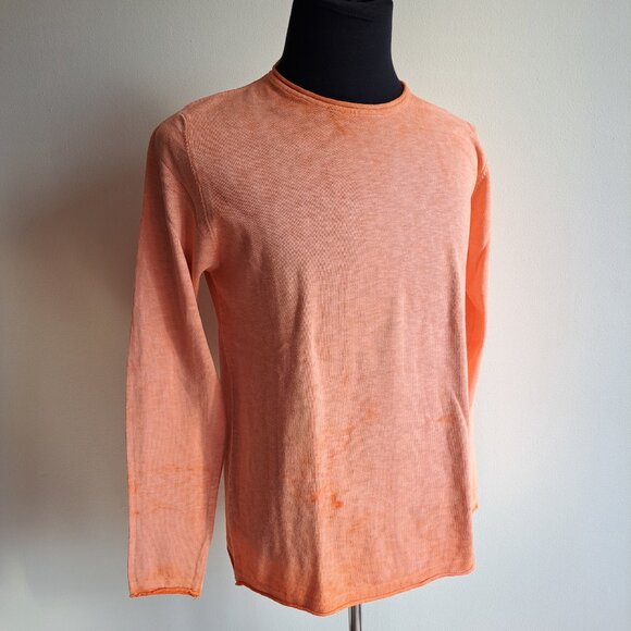 NWT Men's Gionfriddo 100% Cotton Italian Crew Neck Orange Shirt Sweater Size M - Picture 2 of 16